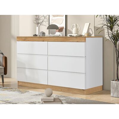 ModernLuxe Commode moderne avec 6 tiroirs - Blanc ModernLuxe Commode moderne avec 6 tiroirs - Blanc