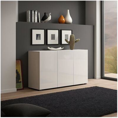 Dmora Buffet Polokwane, Buffet du salon, Commode de salon, Garde-manger de cuisine, Made in Italy, 135x38h79 cm, Blanc brillant Dmora Buffet Polokwane, Buffet du salon, Commode de salon, Garde-manger de cuisine, Made in Italy, 135x38h79 cm, Blanc brillant
