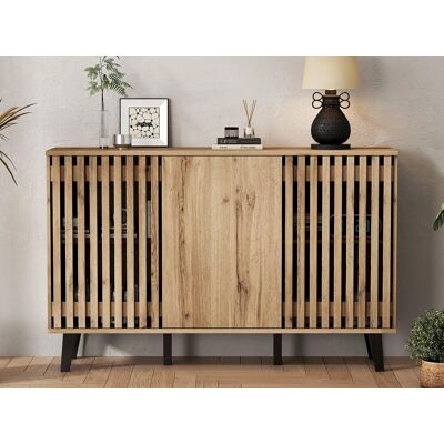 ModernLuxe Buffet 150x40x95 cm - 3 portes et 6 compartiments de rangement - Style scandinave - Naturel ModernLuxe Buffet 150x40x95 cm - 3 portes et 6 compartiments de rangement - Style scandinave - Naturel