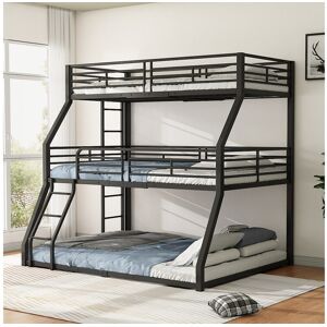 Merax Lits superposés triples 90/120/140 x 200 cm avec 2 échelles - Métal - Sommier à lattes - Noir (sans matelas) Merax Lits superposés triples 90/120/140 x 200 cm avec 2 échelles - Métal - Sommier à lattes - Noir (sans matelas)