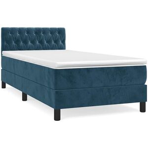 vidaxl Sommier à lattes de lit avec matelas Bleu foncé 100x200 cm vidaxl Sommier à lattes de lit avec matelas Bleu foncé 100x200 cm