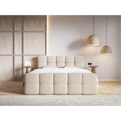 Lit boxspring beige clair avec rangement - Lit boxspring Lit boxspring beige clair avec rangement - Lit boxspring