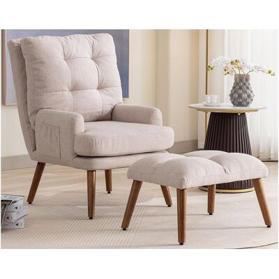 ModernLuxe Fauteuil convertible avec repose-pieds et dossier réglable - Beige ModernLuxe Fauteuil convertible avec repose-pieds et dossier réglable - Beige