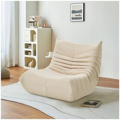 Fauteuil pouf - mousse haute densité - canapé pouf - fauteuil de salon - velours - Beige Fauteuil pouf - mousse haute densité - canapé pouf - fauteuil de salon - velours - Beige