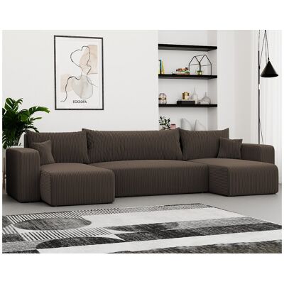 IDOHOME Canapé d'angle convertible 4 places en tissu marron PIANO IDOHOME Canapé d'angle convertible 4 places en tissu marron PIANO