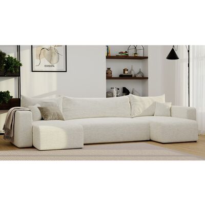IDOHOME Canapé d'angle Piano U fonction couchage, et tissu Beige IDOHOME Canapé d'angle Piano U fonction couchage, et tissu Beige