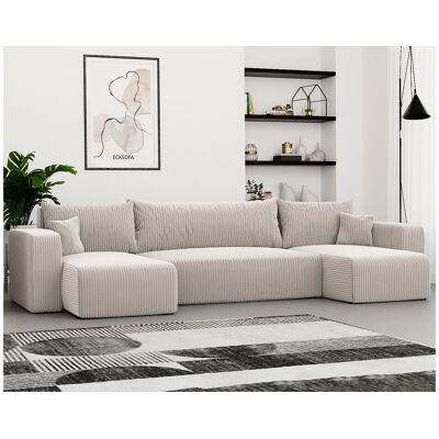 IDOHOME Canapé d'angle Piano U fonction couchage, et tissu Beige IDOHOME Canapé d'angle Piano U fonction couchage, et tissu Beige