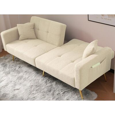 ModernLuxe Canapé convertible avec dossier réglable - 2 places - tissu bouclette - Beige ModernLuxe Canapé convertible avec dossier réglable - 2 places - tissu bouclette - Beige