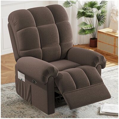 DripeX Fauteuil Relax Fauteuil électrique en Velours Teddy,Fauteuil à loisirs Réglable avec USB,Anti-statique avec Repose Pieds - 96x97x104cm Marron DripeX Fauteuil Relax Fauteuil électrique en Velours Teddy,Fauteuil à loisirs Réglable avec USB,Anti-statique avec Repose Pieds - 96x97x104cm Marron