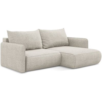 Canapé d’angle 2,5 places droit convertible en tissu chenille - argent - PALERMO Canapé d’angle 2,5 places droit convertible en tissu chenille - argent - PALERMO