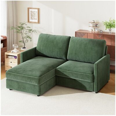 DripeX Canapé d'angle 2 places - angle droit / gauche réversible - 180x140x86cm - en Tissu Velours côtelé - Charge max 300kg - Vert DripeX Canapé d'angle 2 places - angle droit / gauche réversible - 180x140x86cm - en Tissu Velours côtelé - Charge max 300kg - Vert