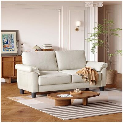 DripeX Canapé de salon 2 place en tissu chenille, Canapé moderne du milieu du siècle, avec sac de rangement, 178x75x87cm, Beige DripeX Canapé de salon 2 place en tissu chenille, Canapé moderne du milieu du siècle, avec sac de rangement, 178x75x87cm, Beige