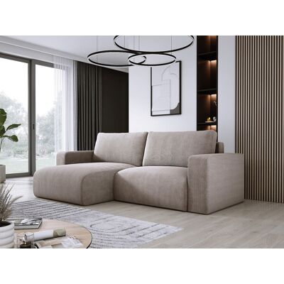 DOMO HOME Canapé d'angle avec fonction couchage et coffre, tissu en velours doux, flexible, agencement gauche, 247x143x83cm, cappuccino DOMO HOME Canapé d'angle avec fonction couchage et coffre, tissu en velours doux, flexible, agencement gauche, 247x143x83cm, cappuccino