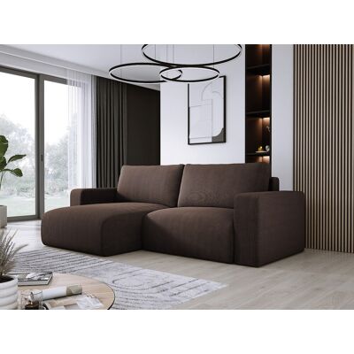 DOMO HOME Canapé d'angle avec fonction couchage et coffre, tissu en velours doux, flexible, agencement gauche, 247x143x83cm, marron foncé DOMO HOME Canapé d'angle avec fonction couchage et coffre, tissu en velours doux, flexible, agencement gauche, 247x143x83cm, marron foncé