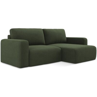 Canapé d'angle droit convertible en tissu texturé - olive - OSTIA Canapé d'angle droit convertible en tissu texturé - olive - OSTIA