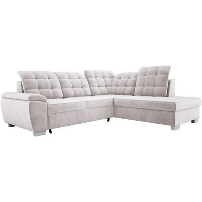 DOMO HOME Canapé d'angle LOTTA en tissu SALVADOR, convertible, coffre spacieux, design élégant, 258x212 cm, angle droit, GRIS CLAIR DOMO HOME Canapé d'angle LOTTA en tissu SALVADOR, convertible, coffre spacieux, design élégant, 258x212 cm, angle droit, GRIS CLAIR