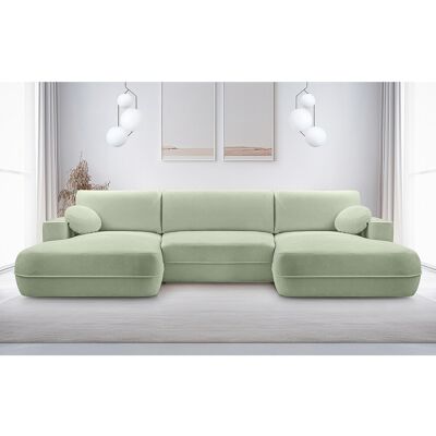 AX LIVING Canapé en U avec fonction lit Peoni 364 vert sauge élégant AX LIVING Canapé en U avec fonction lit Peoni 364 vert sauge élégant