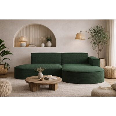 Canapé d'angle Designer MODENA STUDIO tissu Cordon épais Poso Vert Foncé Droit Canapé d'angle Designer MODENA STUDIO tissu Cordon épais Poso Vert Foncé Droit