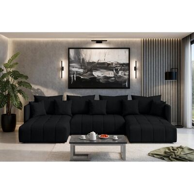 AX LIVING Canapé u Mersino canapé panoramique convertible anthracite AX LIVING Canapé u Mersino canapé panoramique convertible anthracite