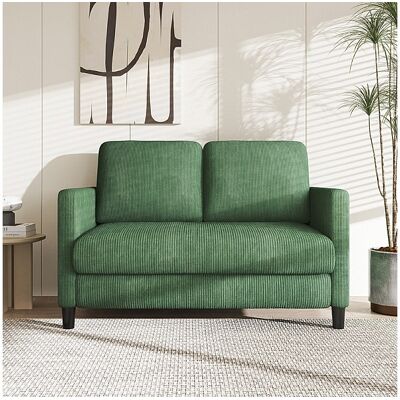 DripeX Canapé 2 places confort en velours côtelé Vert - 58cm assise profonde - charge max 300kg - 129x78x89cm DripeX Canapé 2 places confort en velours côtelé Vert - 58cm assise profonde - charge max 300kg - 129x78x89cm