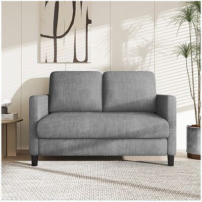 DripeX Canapé 2 places confort en velours côtelé Gris - 58cm assise profonde - charge max 300kg - 129x78x89cm DripeX Canapé 2 places confort en velours côtelé Gris - 58cm assise profonde - charge max 300kg - 129x78x89cm
