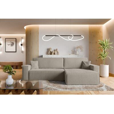 Vinotti Canapé d'angle convertible 4 places en velours côtelé beige KARL Vinotti Canapé d'angle convertible 4 places en velours côtelé beige KARL