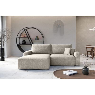 Vinotti Canapé d'angle convertible 4 places en tissu chenille beige SOHO Vinotti Canapé d'angle convertible 4 places en tissu chenille beige SOHO