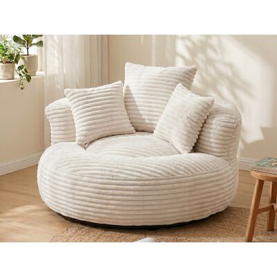 Fauteuil poire en velours côtelé - Pouf Beige – Grand modèle – 3 coussins inclus – Ultra moelleux – Pour adultes et enfants Fauteuil poire en velours côtelé - Pouf Beige – Grand modèle – 3 coussins inclus – Ultra moelleux – Pour adultes et enfants