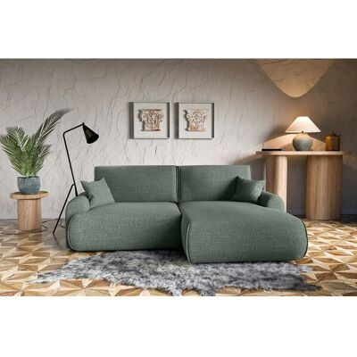 Vinotti Canapé d'angle convertible 3 places en tissu vert clair NOBOO Vinotti Canapé d'angle convertible 3 places en tissu vert clair NOBOO