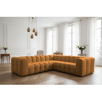 Sofia Möbel Canapé d'angle Baloo Corner Petit, 6 places, pour salon, tissu Moly, orange Sofia Möbel Canapé d'angle Baloo Corner Petit, 6 places, pour salon, tissu Moly, orange