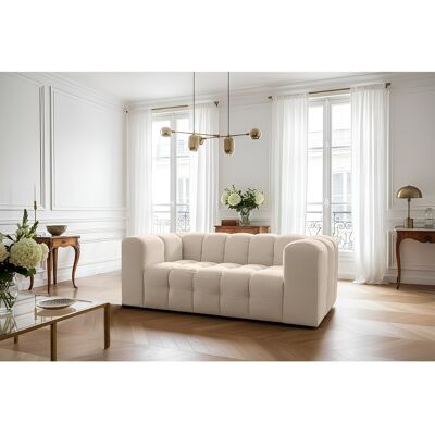 Sofia Möbel Canapé Baloo, 2 places, pour salon, tissu Tiffany, beige Sofia Möbel Canapé Baloo, 2 places, pour salon, tissu Tiffany, beige