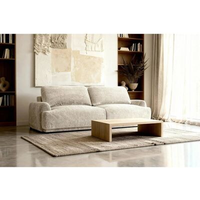 CLAUDIA - Canapé droit convertible tissu chenille 3 places Beige CLAUDIA - Canapé droit convertible tissu chenille 3 places Beige