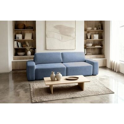 IVY - Canapé droit convertible coffre tissu chiné 3 places Bleu IVY - Canapé droit convertible coffre tissu chiné 3 places Bleu