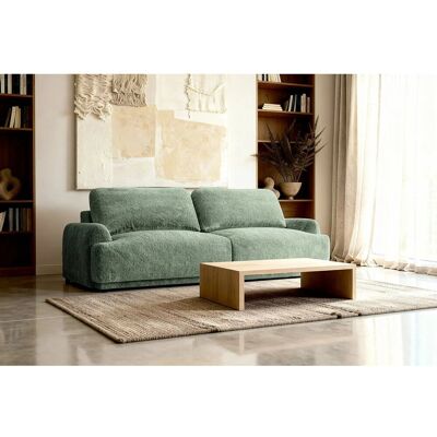 CLAUDIA - Canapé droit convertible tissu chenille 3 places Vert CLAUDIA - Canapé droit convertible tissu chenille 3 places Vert