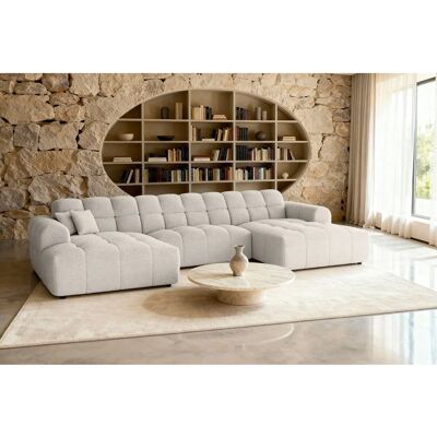 ALEXIA - Canapé panoramique tissu bouclette 5 places Beige ALEXIA - Canapé panoramique tissu bouclette 5 places Beige