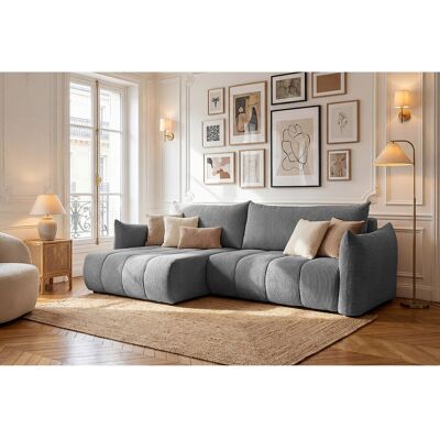 Sofia Möbel Canapé d'angle Flo, avec fonction couchage, pour salon, tissu Poso, gris (22) Sofia Möbel Canapé d'angle Flo, avec fonction couchage, pour salon, tissu Poso, gris (22)