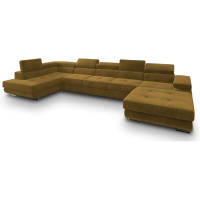 Canapé D'angle Toriva Jaune En Velours Avec Fonction De Couchage Canapé D'angle Toriva Jaune En Velours Avec Fonction De Couchage