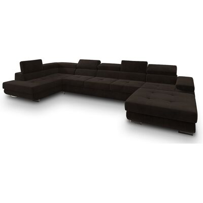 Canapé D'angle Toriva Marron En Velours Avec Fonction De Couchage Canapé D'angle Toriva Marron En Velours Avec Fonction De Couchage