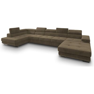 Canapé D'angle Toriva Beige En Velours Avec Fonction De Couchage Canapé D'angle Toriva Beige En Velours Avec Fonction De Couchage