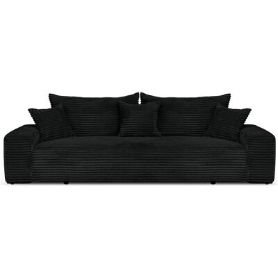 Canapé convertible avec coffre en velours côtelé noir 265 cm - CORDO Canapé convertible avec coffre en velours côtelé noir 265 cm - CORDO