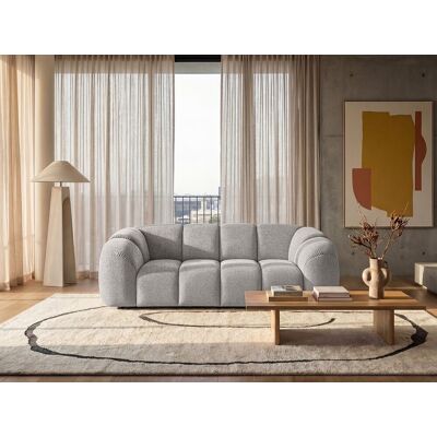 Canapé 3 places capitonné en tissu bouclé beige 240 cm - MALI 3S Canapé 3 places capitonné en tissu bouclé beige 240 cm - MALI 3S