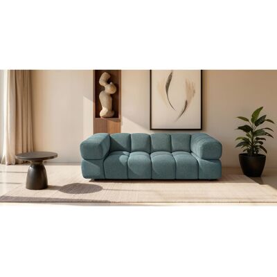 Canapé 3 places capitonné en tissu bouclé vert 240 cm - ALVERO 3S Canapé 3 places capitonné en tissu bouclé vert 240 cm - ALVERO 3S