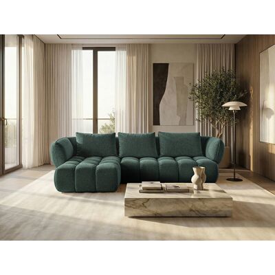 Canapé d'angle gauche en tissu bouclé vert 250 cm - SAVIO Canapé d'angle gauche en tissu bouclé vert 250 cm - SAVIO