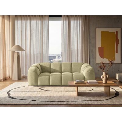 Canapé 3 places capitonné en tissu bouclé jaune moutarde 240 cm - MALI 3S Canapé 3 places capitonné en tissu bouclé jaune moutarde 240 cm - MALI 3S