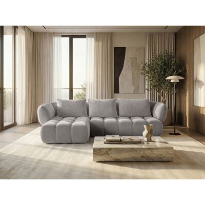 Canapé d'angle gauche en tissu bouclé beige 250 cm - SAVIO Canapé d'angle gauche en tissu bouclé beige 250 cm - SAVIO