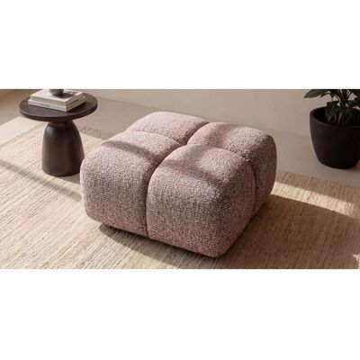 Pouf capitonné en tissu bouclé rose poudré 88 cm - ALVERO Pouf capitonné en tissu bouclé rose poudré 88 cm - ALVERO