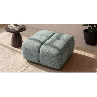 Pouf capitonné en tissu bouclé vert amande 88 cm - ALVERO Pouf capitonné en tissu bouclé vert amande 88 cm - ALVERO
