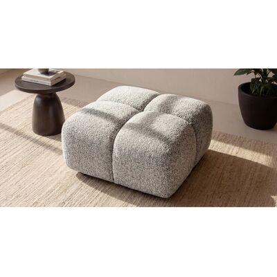 Pouf capitonné en tissu bouclé gris clair 88 cm - ALVERO Pouf capitonné en tissu bouclé gris clair 88 cm - ALVERO