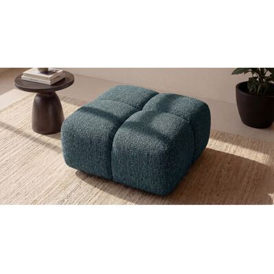 Pouf capitonné en tissu bouclé bleu canard 88 cm - ALVERO Pouf capitonné en tissu bouclé bleu canard 88 cm - ALVERO