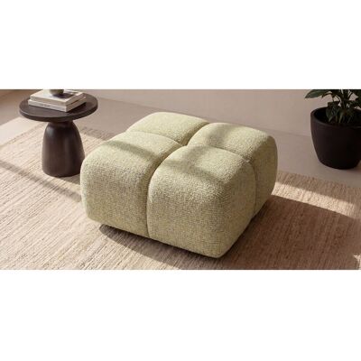 Pouf capitonné en tissu bouclé jaune moutarde 88 cm - ALVERO Pouf capitonné en tissu bouclé jaune moutarde 88 cm - ALVERO
